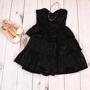 L.A. Glo Vintage Black Satin Prom Evening Dress